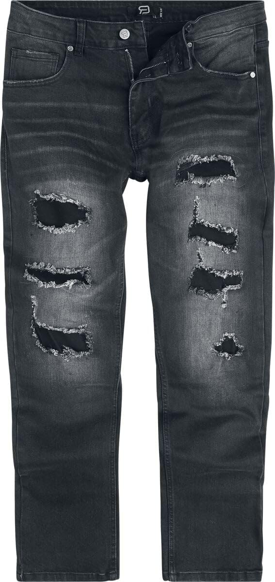 red-by-emp-hosen-jeans-schwarz-cut-outs-herren-32w-34l image 1