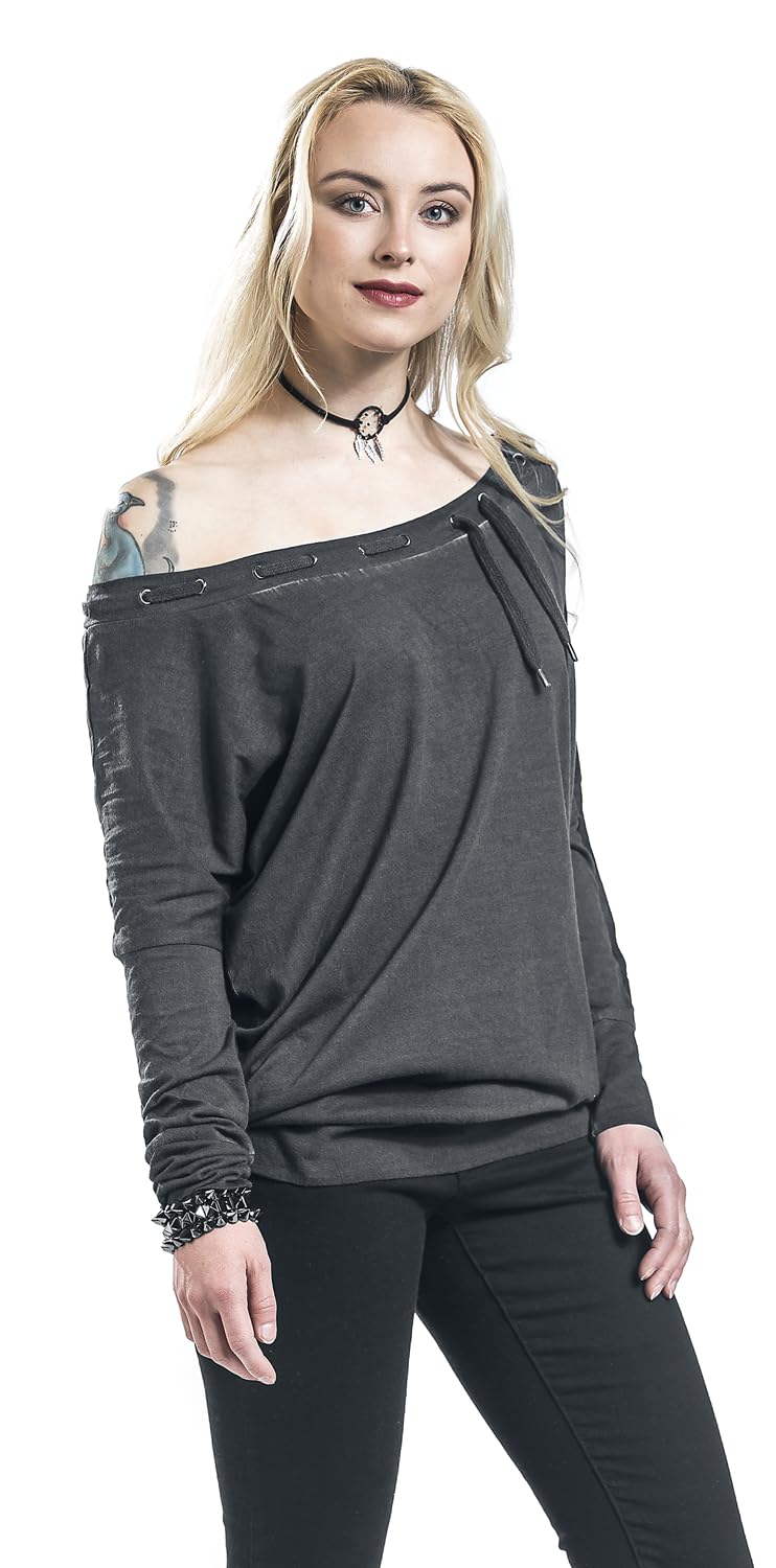 red-by-emp-damen-langarmshirt-grau-xl-tunnelzug-sen-locker image 2