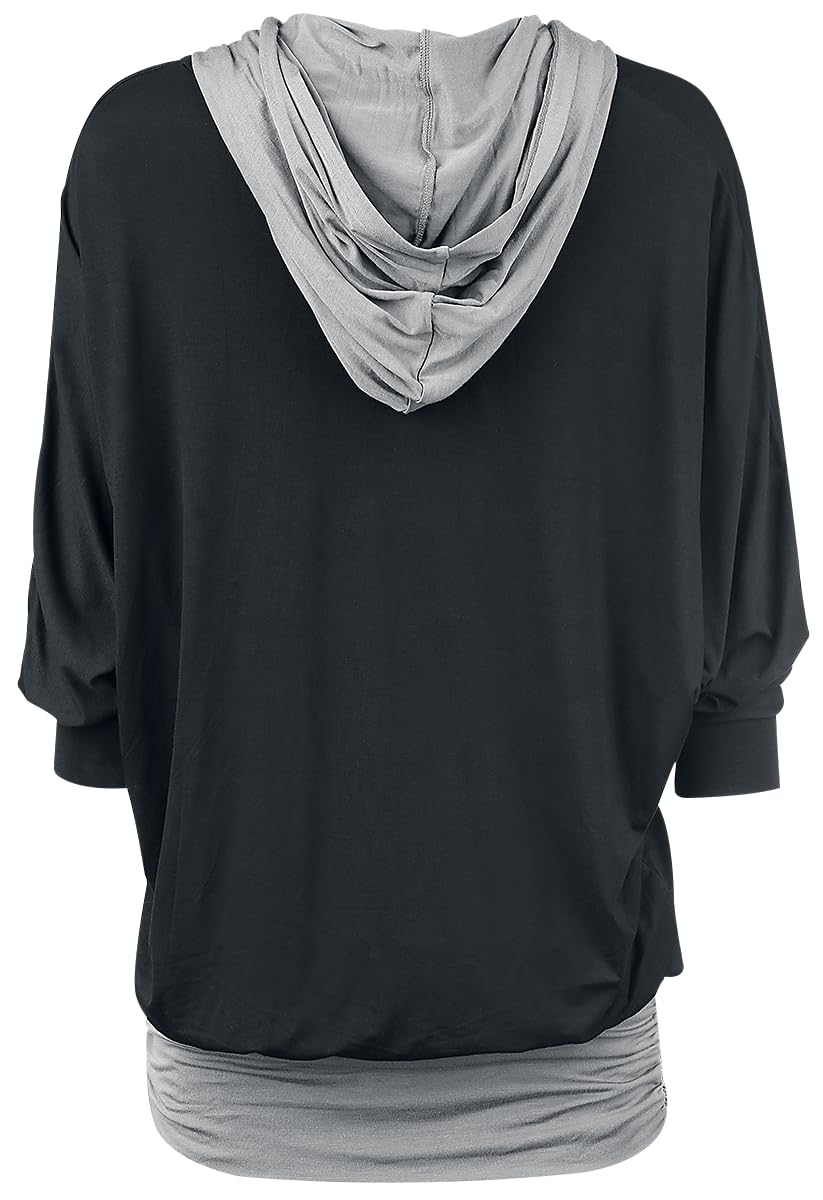 black-premium-langarmshirt-damen-schwarz-double-layer-m image 4