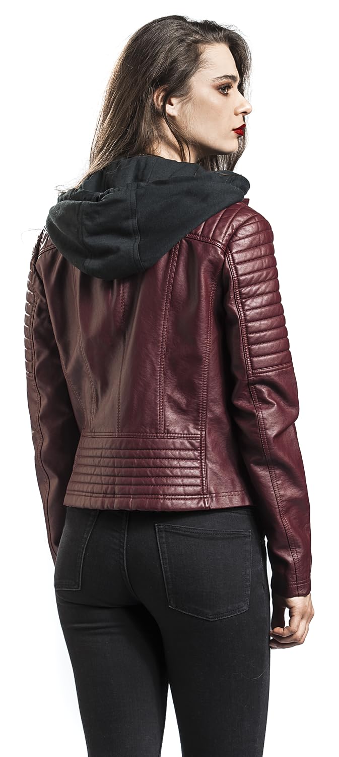 black-premium-by-emp-kunstlederjacke-damen-rot-m-kapuze image 6