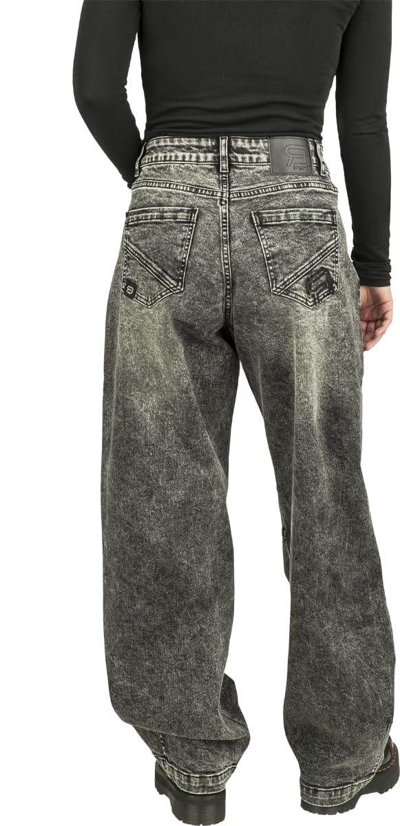 red-by-emp-hosen-damen-jeans-grau-barrel-fit-30w-32l-stickerei image 3