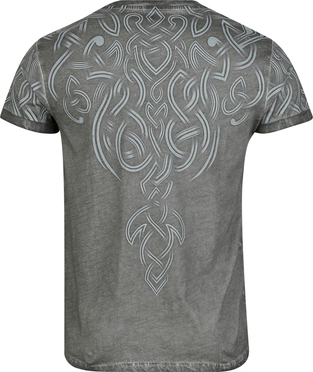 black-premium-herren-t-shirt-grau-v-neck-print image 3