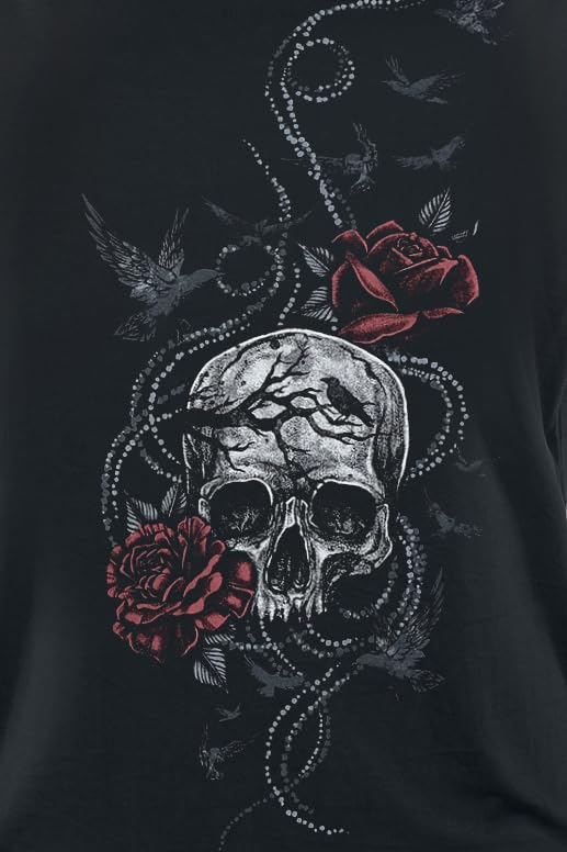black-premium-t-shirts-t-shirt-schwarz-m-totenkopf-rosen image 5