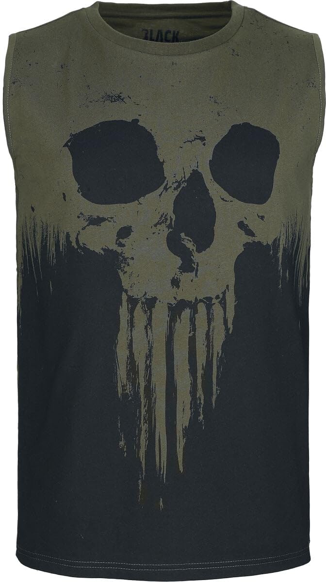 black-premium-by-emp-tank-top-herren-skull-print-schwarz-oliv image 1