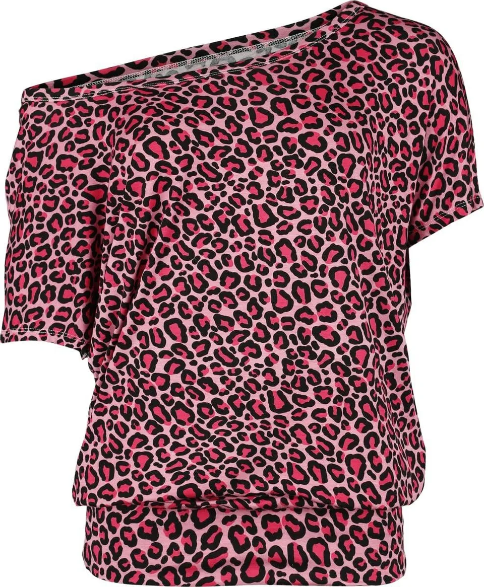 red-by-emp-t-shirts-t-shirt-damen-pink-leo-print image 1