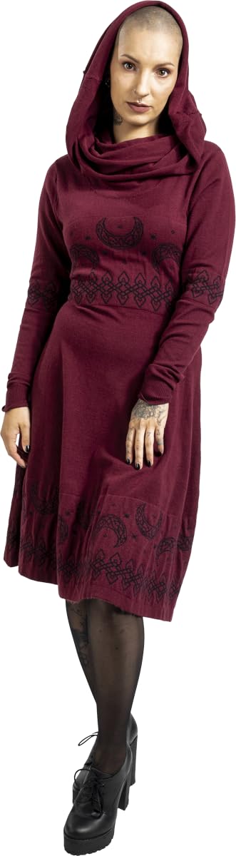 black-premium-by-emp-kleid-damen-bordeaux-midi-schalkragen image 4