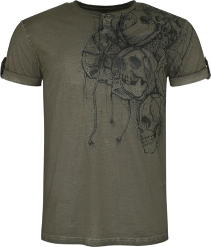 black-premium-by-emp-herren-t-shirt-gr-n-totenkopf-frontprint-links image 7