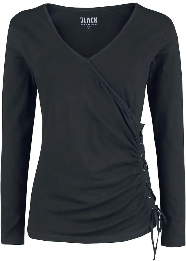 black-premium-damen-langarmshirt-schwarz-schn-rung-m image 1