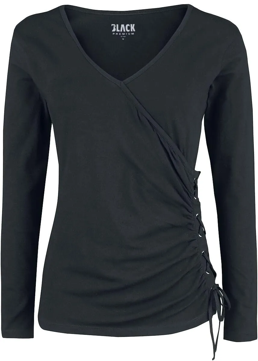 black-premium-damen-langarmshirt-schwarz-schn-rung-m image 1