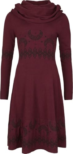 black-premium-by-emp-kleid-damen-bordeaux-midi-schalkragen image 6