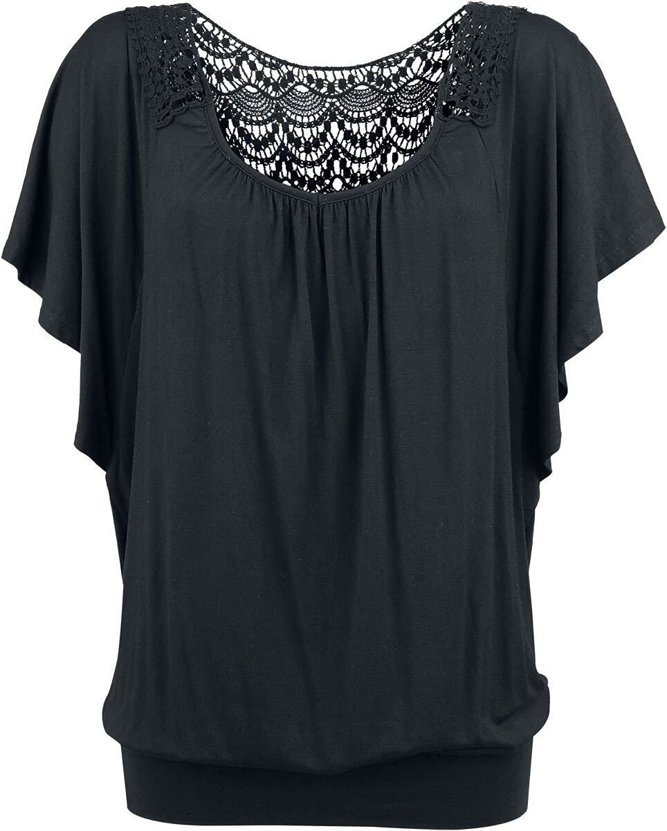 black-premium-by-emp-t-shirt-spitze-damen-schwarz-locker image 1
