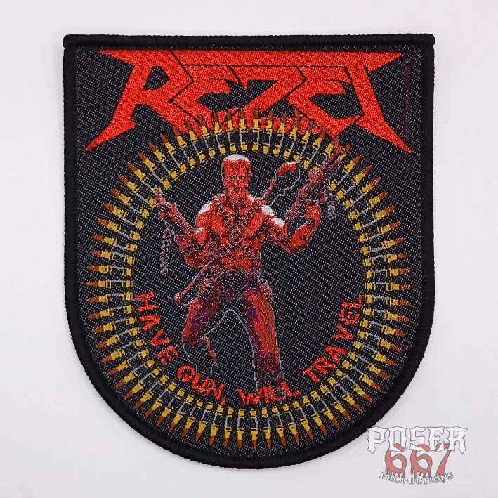 rezet-have-gun-will-travel-patch-gewebt-metallic-rot-10-cm image 1