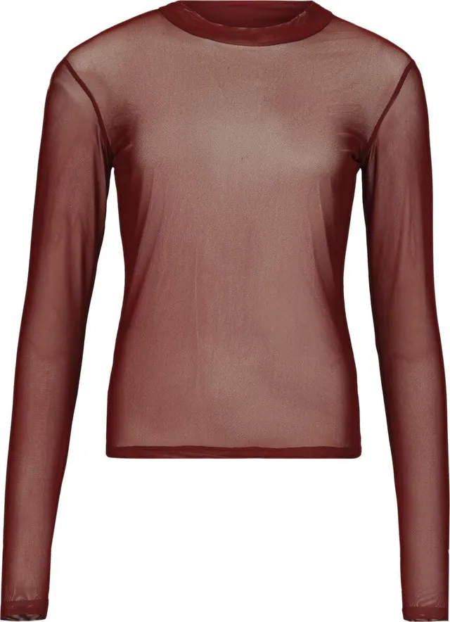 black-premium-by-emp-damen-mesh-langarmshirt-bordeaux-m image 1