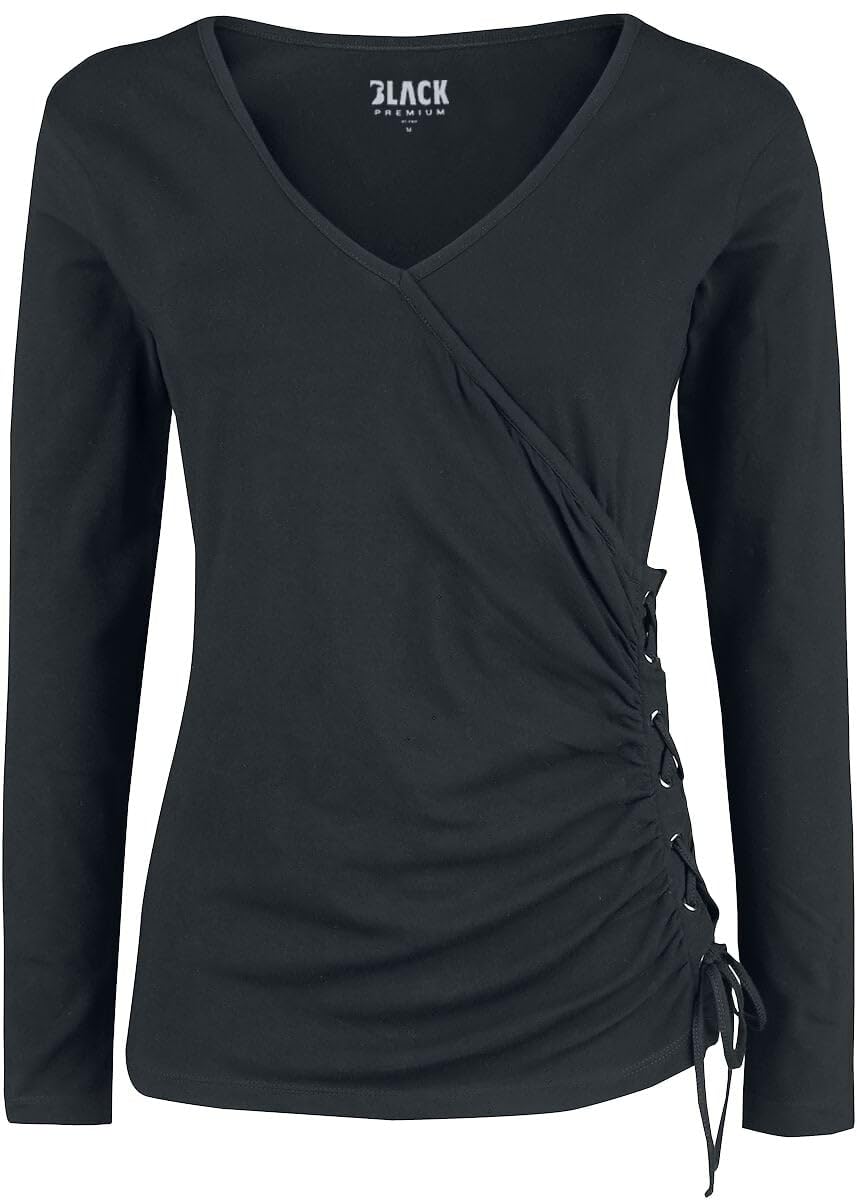 black-premium-damen-langarmshirt-schwarz-schn-rung-m image 1