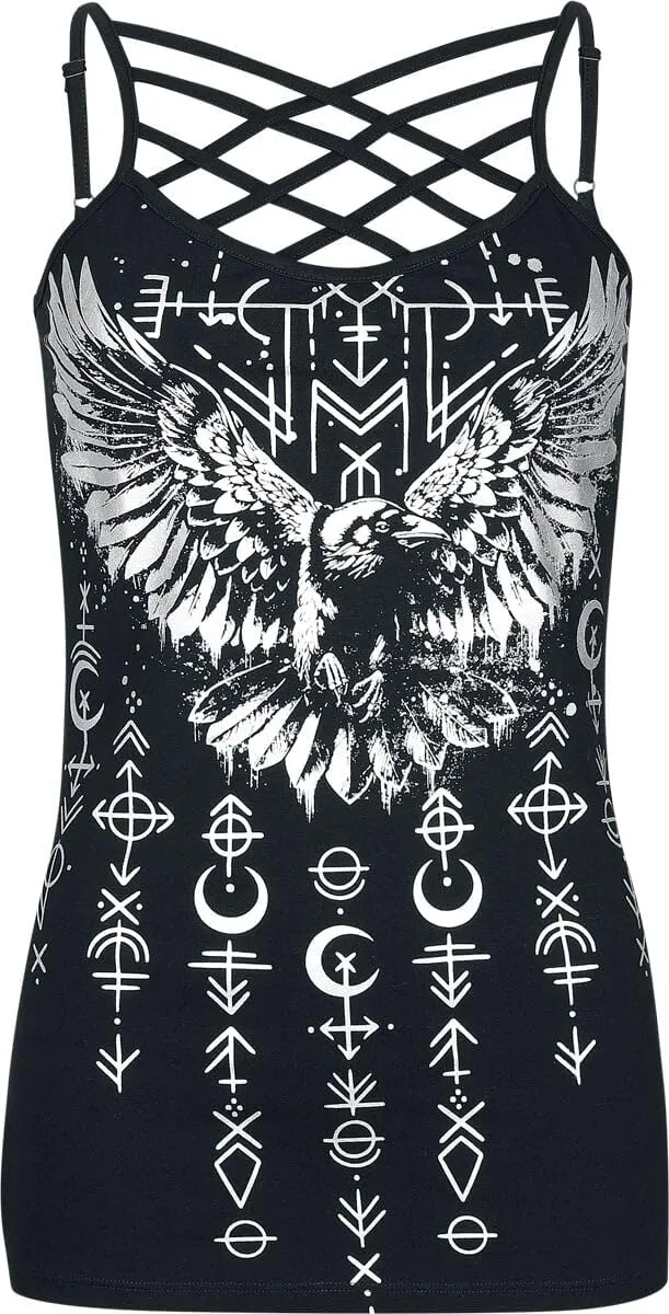 black-premium-by-emp-tank-top-raben-silberdruck-damen-schwarz image 1