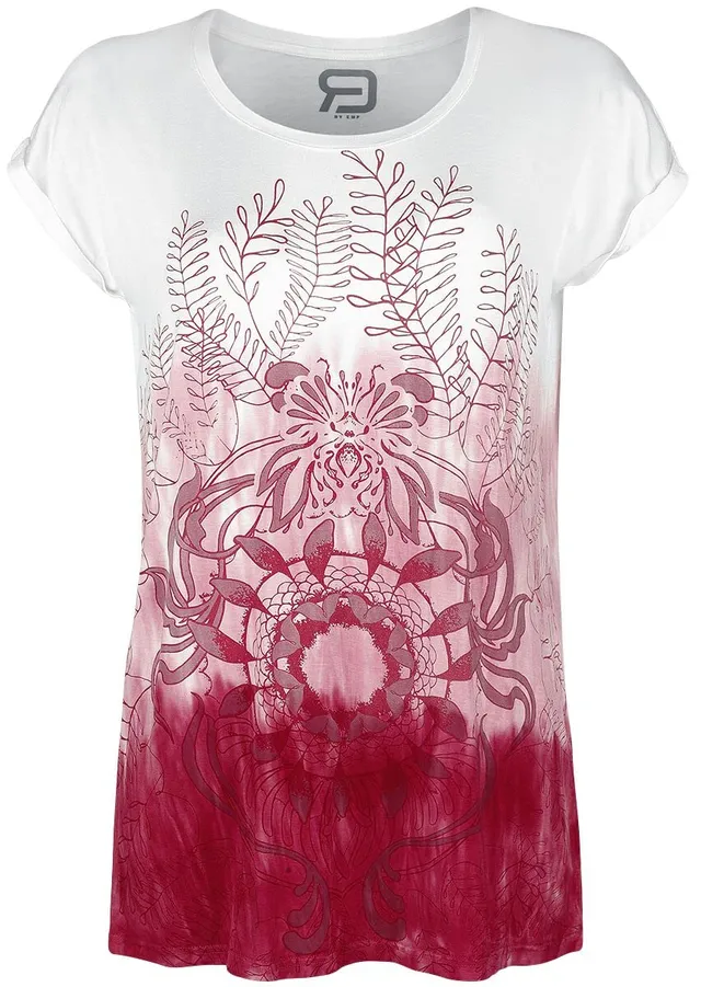 red-by-emp-mandala-t-shirt-damen-wei-rot-print image 1