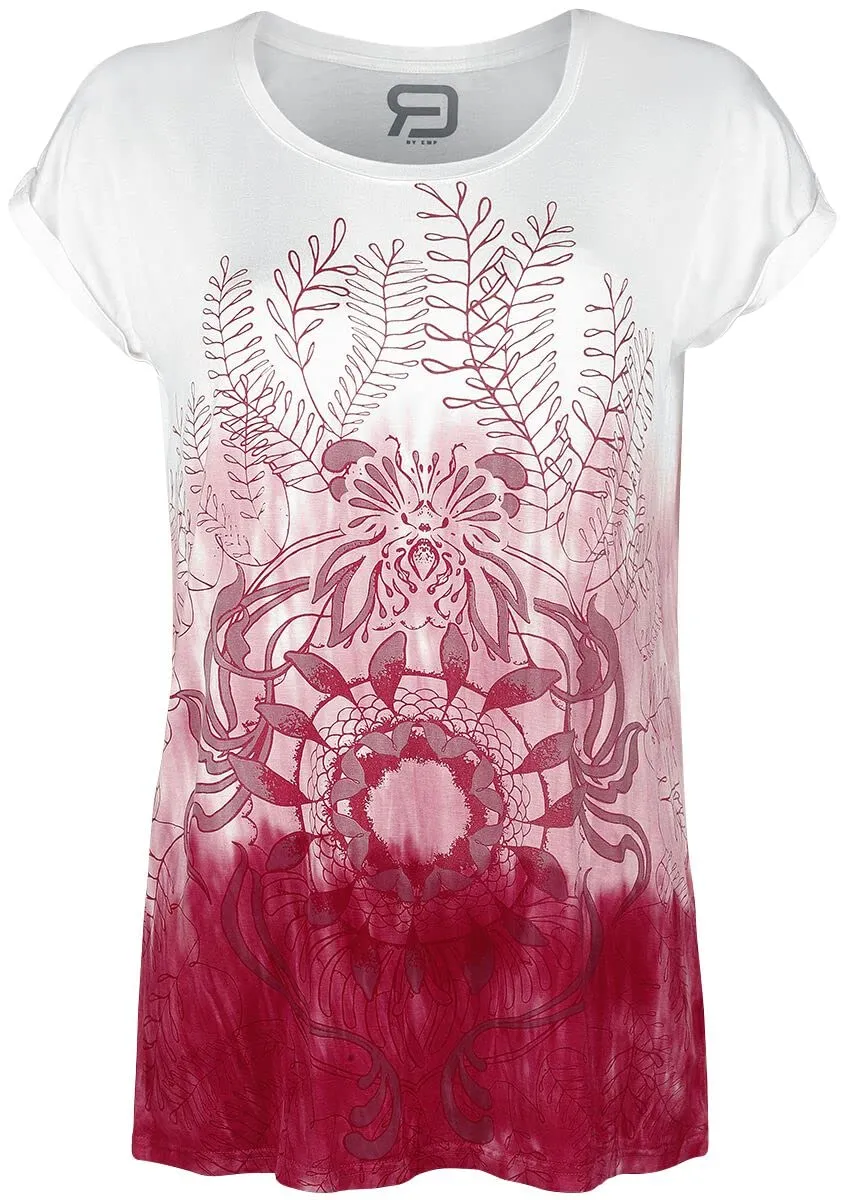 red-by-emp-mandala-t-shirt-damen-wei-rot-print image 1