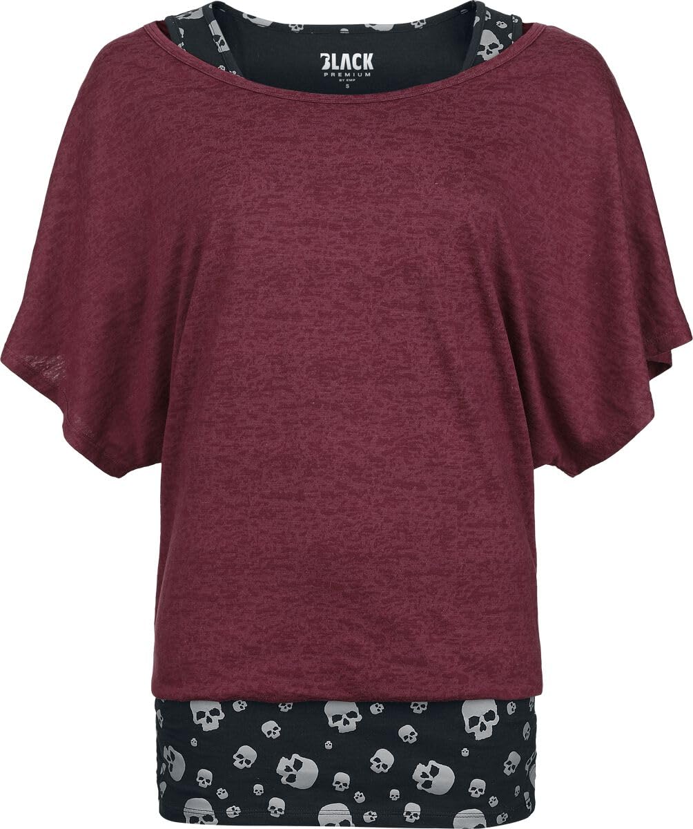 black-premium-damen-doppelpack-t-shirt-top-bordeaux image 1