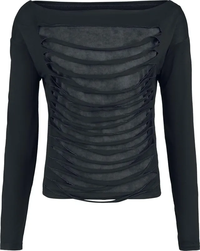 black-premium-by-emp-damen-langarmshirt-schwarz-mesh-gr-e-l image 1