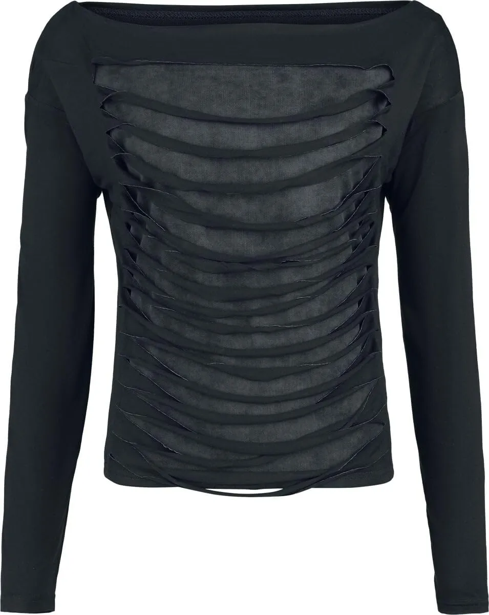 black-premium-by-emp-damen-langarmshirt-schwarz-mesh-gr-e-l image 1