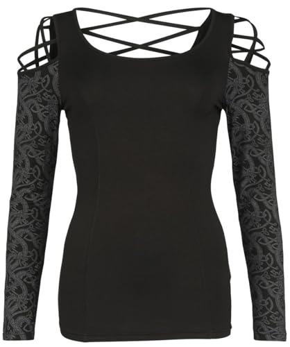 black-premium-by-emp-langarmshirt-rot-damen-m-mit-raffung image 5