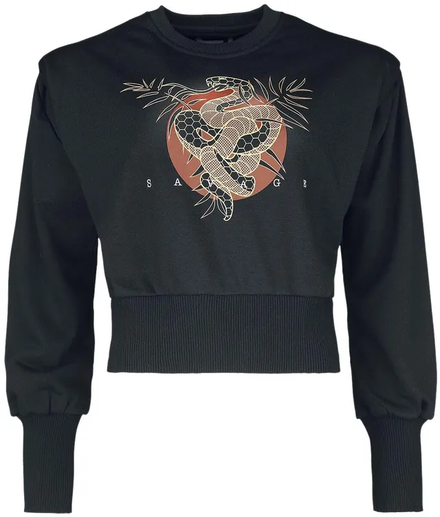 red-by-emp-sweatshirt-damen-schwarz-kurz-schlangenprint image 1