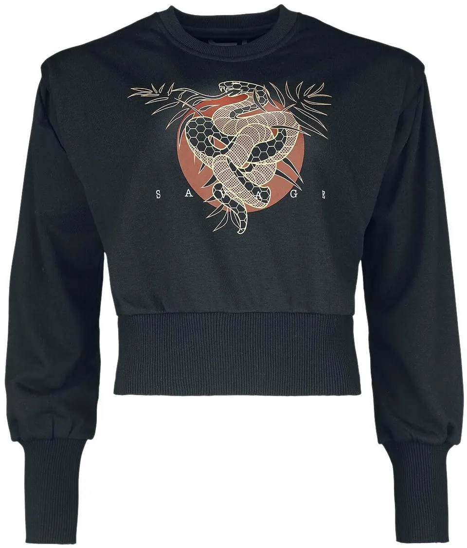 red-by-emp-sweatshirt-damen-schwarz-kurz-schlangenprint image 1