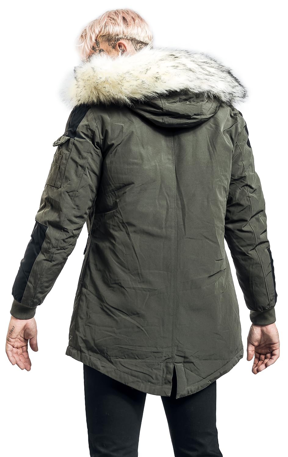 black-premium-by-emp-oliv-winterjacke-kunstfellkragen-herren image 6