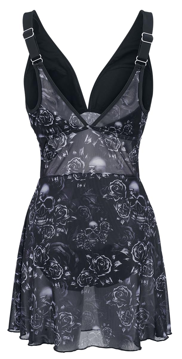 black-premium-by-emp-badeanzug-totenkopf-rosen-damen-schwarz image 3