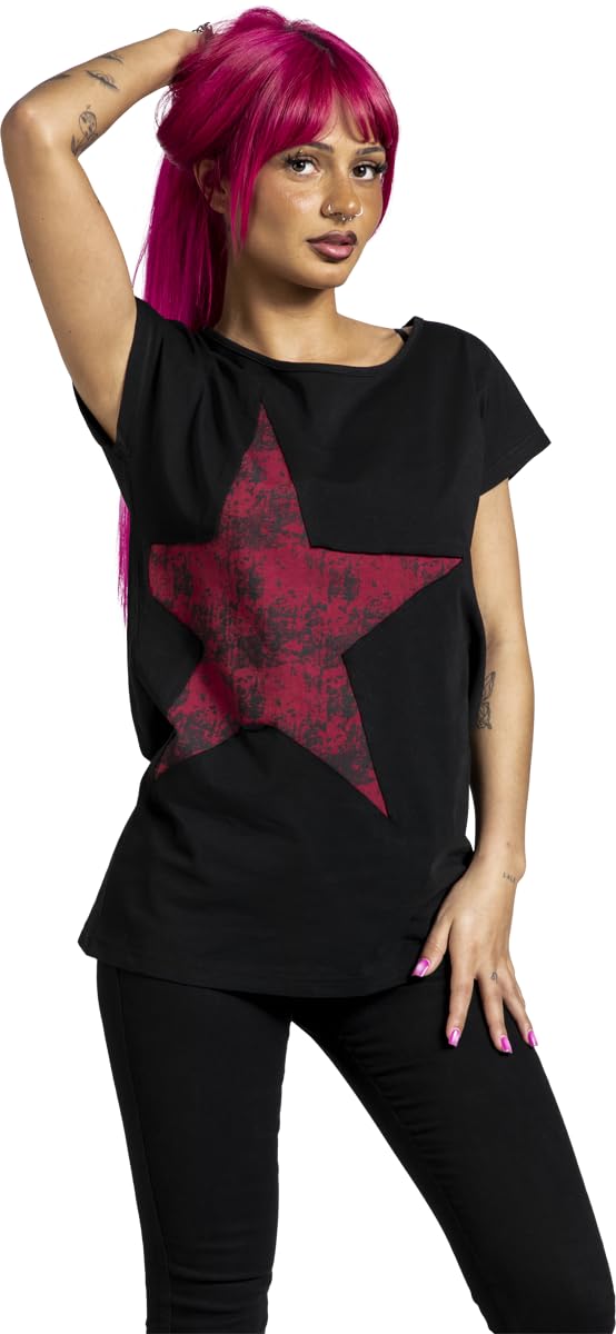 red-by-emp-basic-t-shirt-damen-schwarz-sternchen-print-l image 3