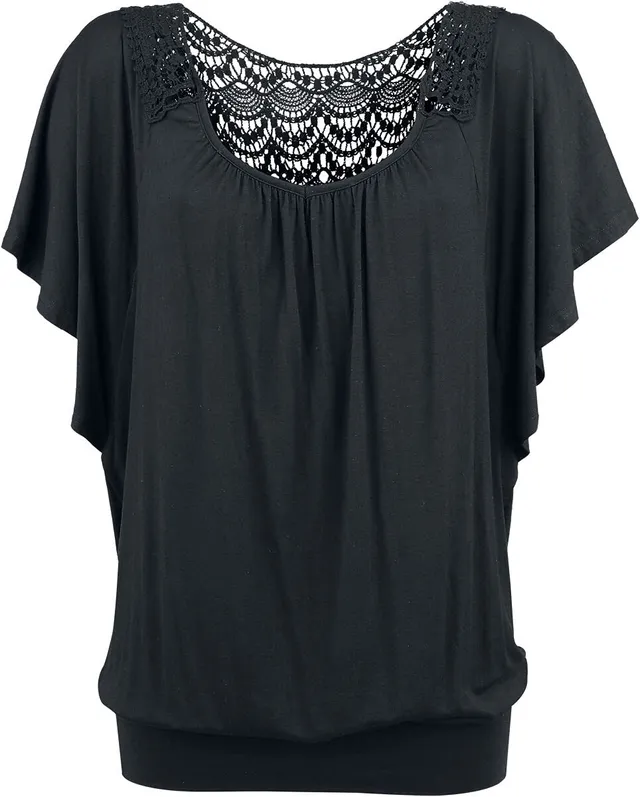 black-premium-by-emp-t-shirt-spitze-damen-schwarz-locker image 1