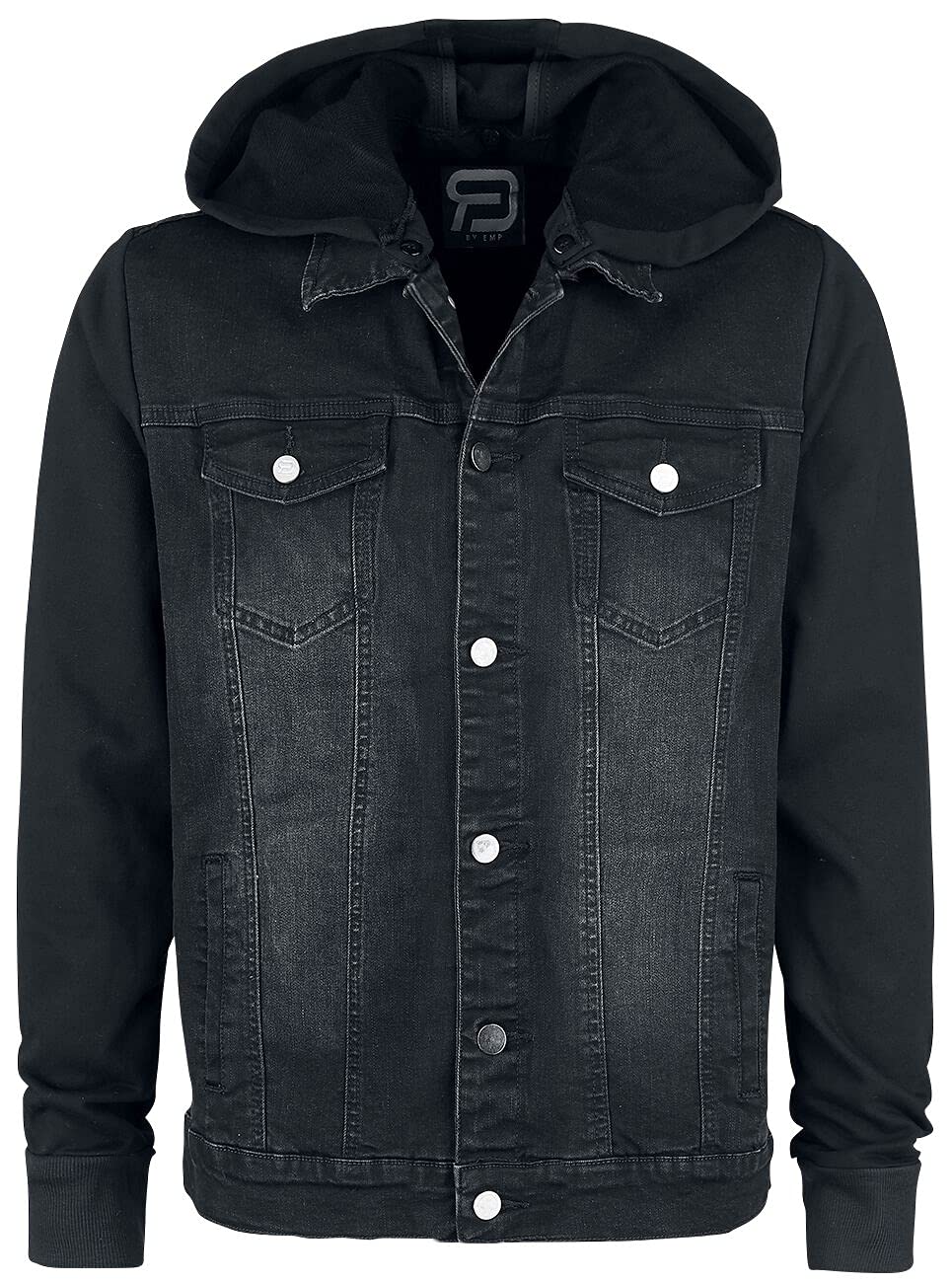 red-by-emp-jeansjacke-herren-dunkelgrau-kapuze-l-streetwear image 1