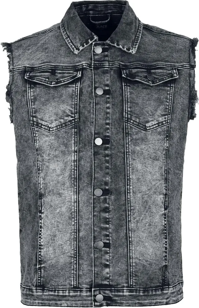 black-premium-by-emp-herren-jeansweste-grau-destroyed-rmellos image 1