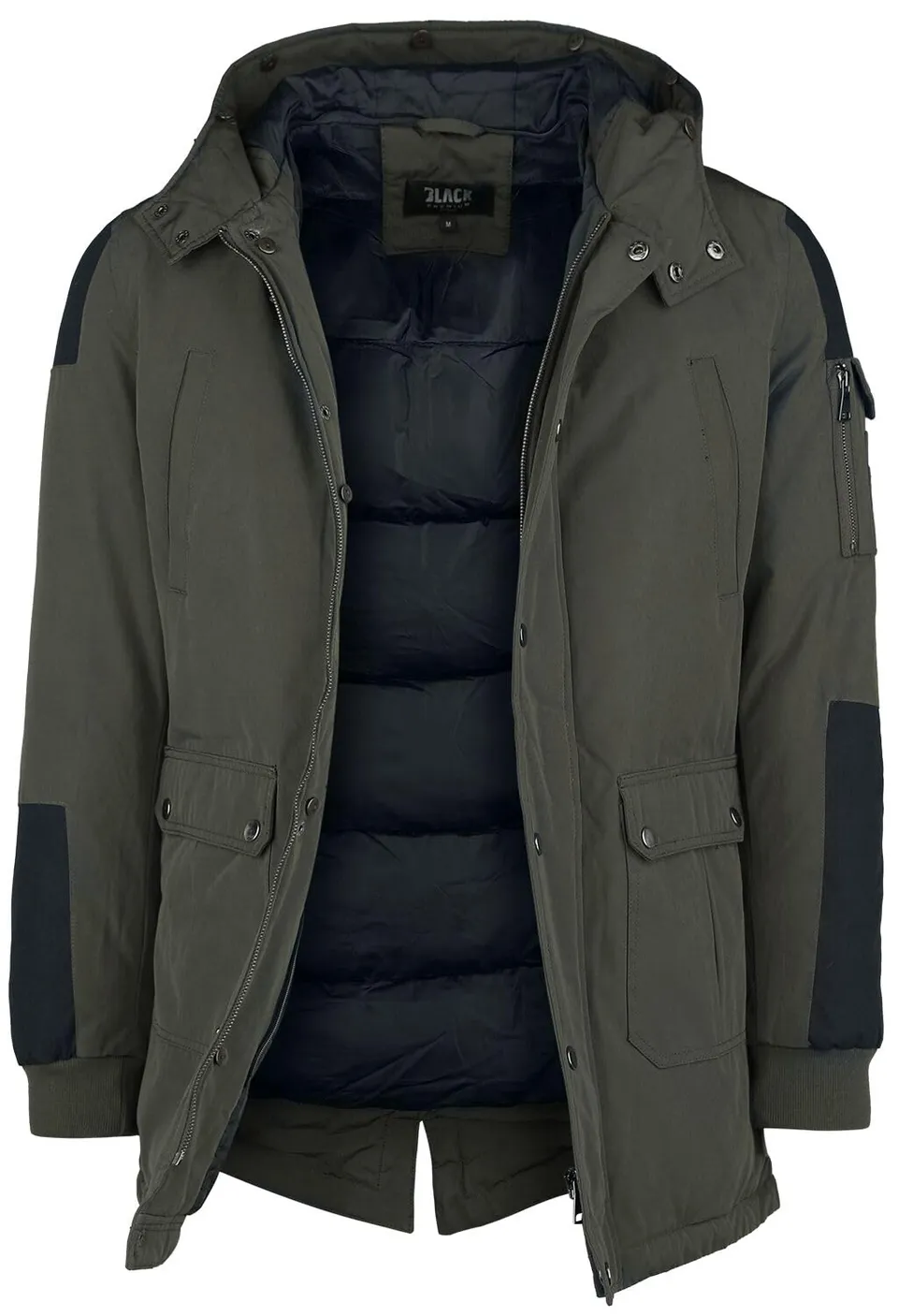 black-premium-by-emp-oliv-winterjacke-kunstfellkragen-herren image 1